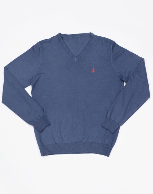 Marineblauwe trui met V-hals