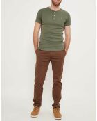 T-Shirt col tunisien vert olive