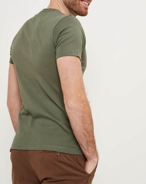 T-Shirt col tunisien vert olive