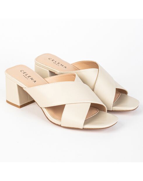 Mules Carah beiges - Talon 5.5 cm