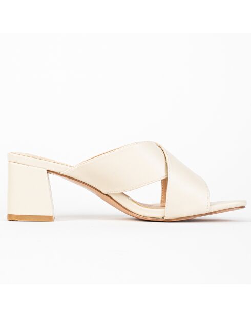 Mules Carah beiges - Talon 5.5 cm