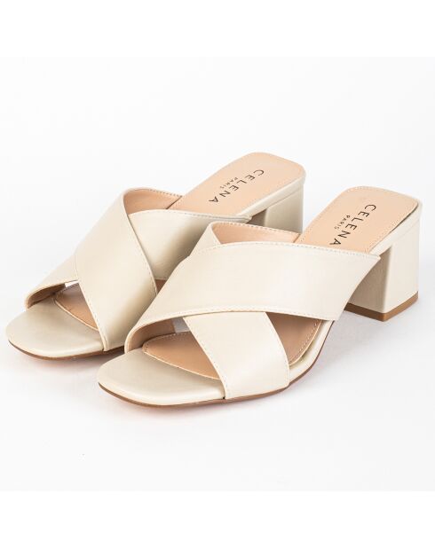 Mules Carah beiges - Talon 5.5 cm