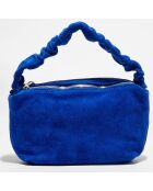 Sac à main en Velours de Cuir Lone bleu - 28x17x7 cm