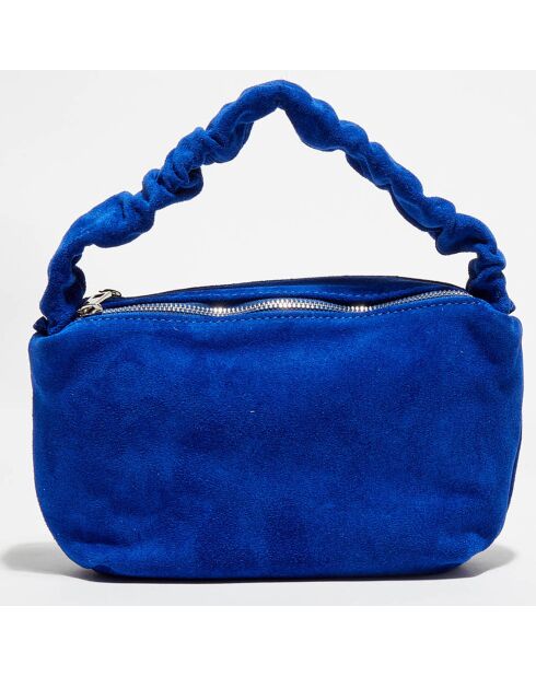 Sac à main en Velours de Cuir Lone bleu - 28x17x7 cm