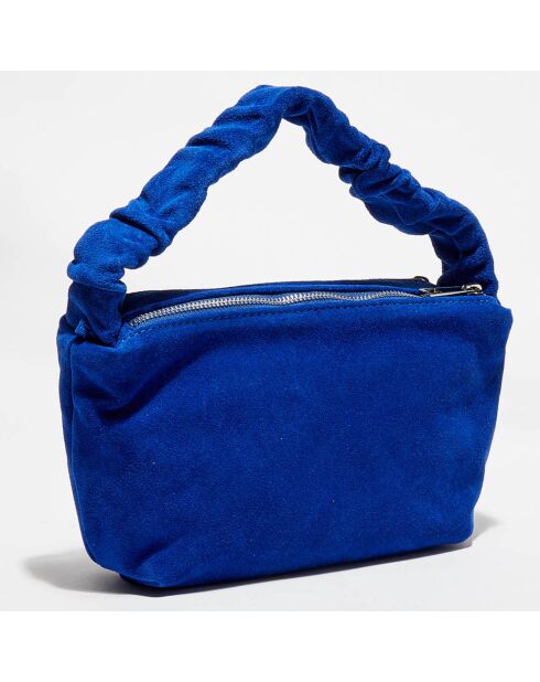 Sac à main en Velours de Cuir Lone bleu - 28x17x7 cm