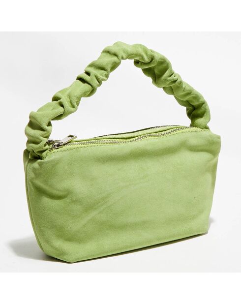 Sac à main en Velours de Cuir Lone vert pomme - 28x17x7 cm