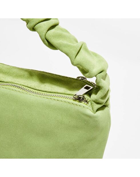 Sac à main en Velours de Cuir Lone vert pomme - 28x17x7 cm