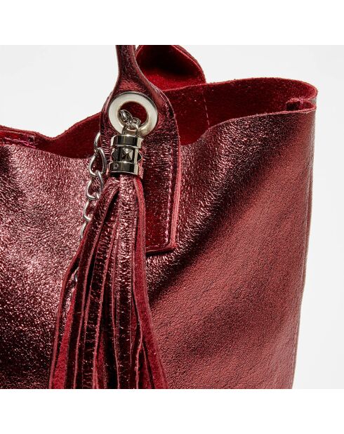 Borsa in pelle Yana rossa metallizzata - 37x25x35 cm