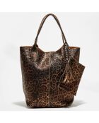 Borsa Yana in pelle con motivo leopardato - 39x25x35 cm