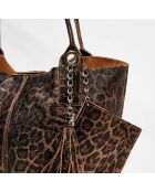 Borsa Yana in pelle con motivo leopardato - 39x25x35 cm