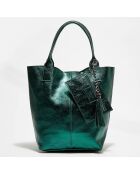 Borsa in pelle Yana verde metallizzato - 37x25x35 cm