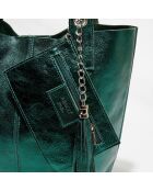 Borsa in pelle Yana verde metallizzato - 37x25x35 cm