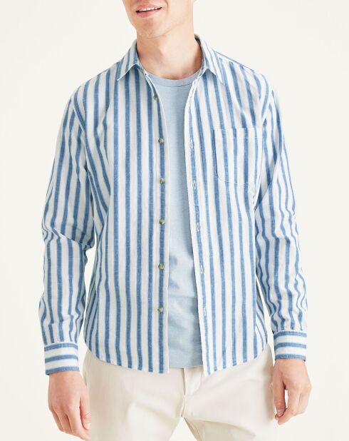 Chemise Slim Alpha Icon à rayures bleu/blanc