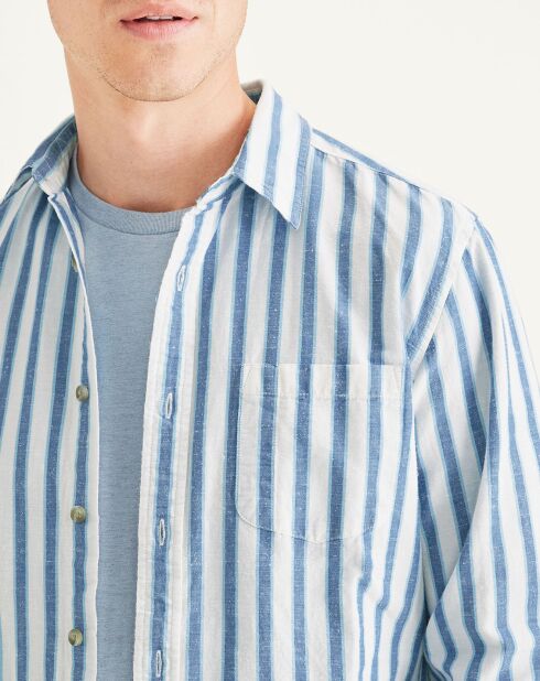 Chemise Slim Alpha Icon à rayures bleu/blanc