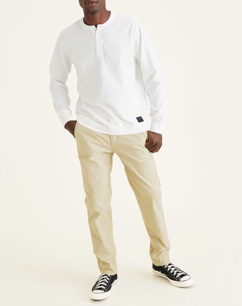 Pantalon chino Alpha Icon Tapered à rayures beige/blanc