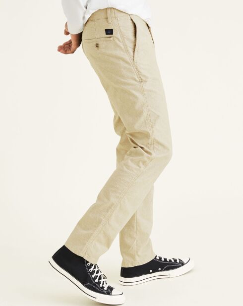 Pantalon chino Alpha Icon Tapered à rayures beige/blanc