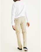 Pantalon chino Alpha Icon Tapered à rayures beige/blanc