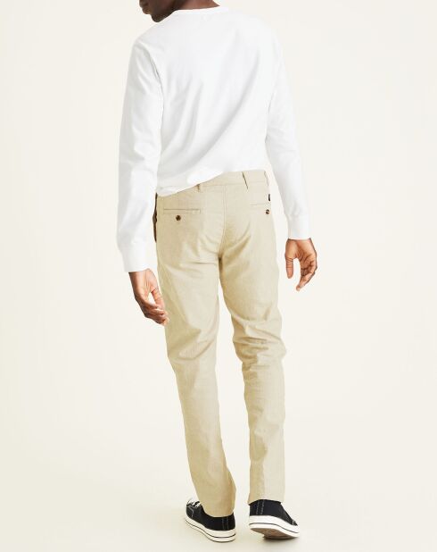 Pantalon chino Alpha Icon Tapered à rayures beige/blanc