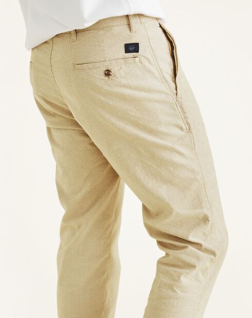 Pantalon chino Alpha Icon Tapered à rayures beige/blanc