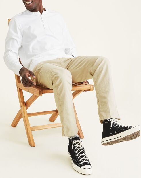 Pantalon chino Alpha Icon Tapered à rayures beige/blanc