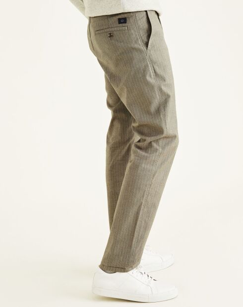 Pantalon chino en Coton Bio  Alpha Icon Tapered imprimé marron