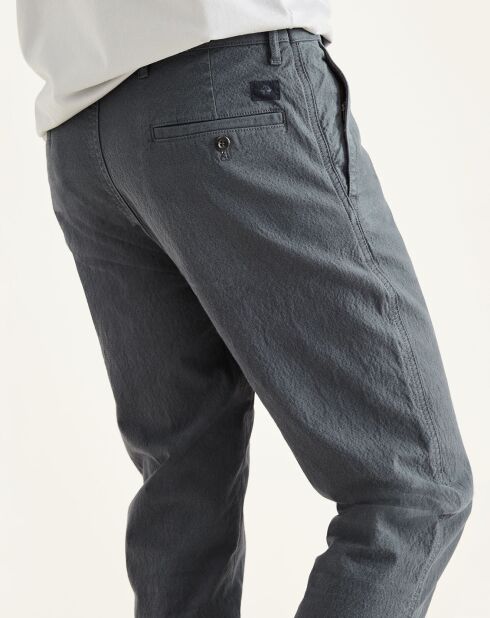 Pantalon chino en Coton Bio Alpha Icon Tapered à carreaux gris