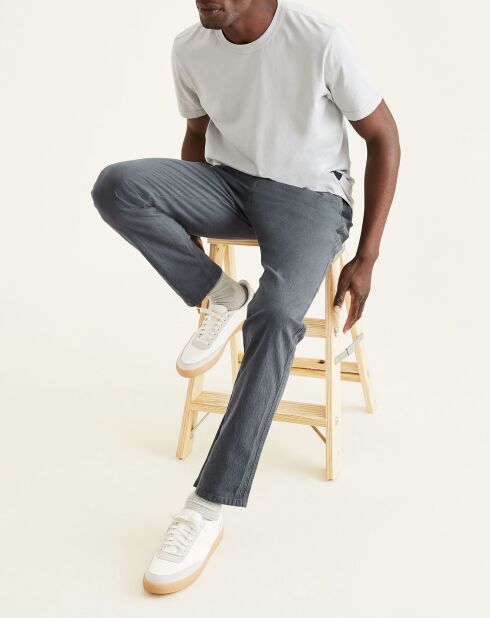 Pantalon chino en Coton Bio Alpha Icon Tapered à carreaux gris