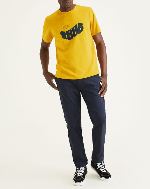 Pantalon en Coton Bio Mobile Icon Tapered bleu marine