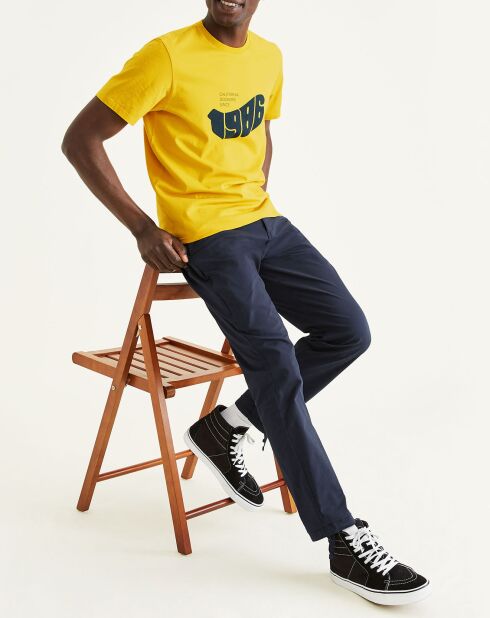 Pantalon en Coton Bio Mobile Icon Tapered bleu marine
