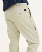 Pantalon en Coton Bio Mobile Icon Tapered beige