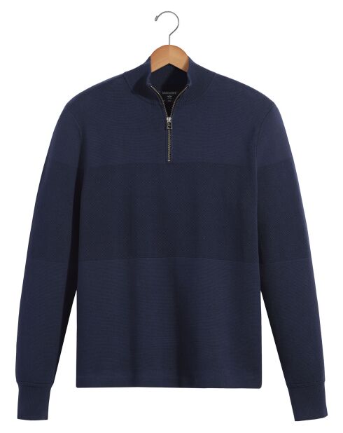 Pull 100% Coton Bio zippé bleu marine