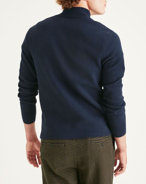 Pull 100% Coton Bio zippé bleu marine