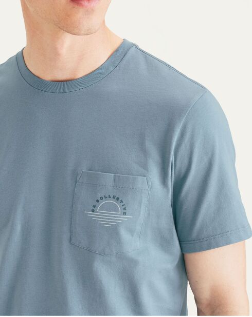 T-Shirt 100% Coton Bio Logo Pocket bleu
