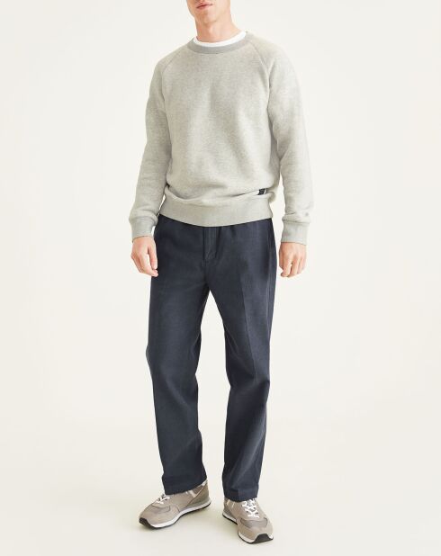 Pantalon en Coton Bio Pull On Tapered imprimé bleu marine