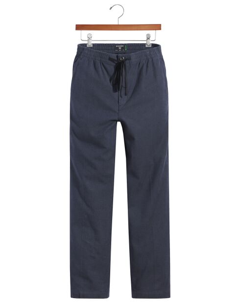 Pantalon en Coton Bio Pull On Tapered imprimé bleu marine