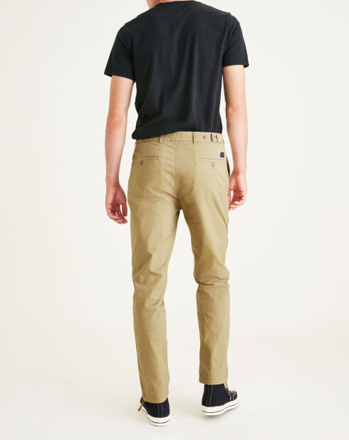 Pantalon chino en Coton Bio Mobile Icon Tapered beige foncé