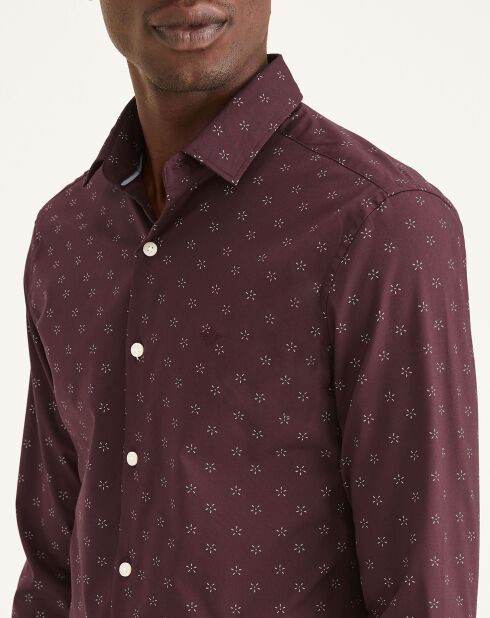 Chemise Slim Smart 360 Flex Woven imprimée bordeaux