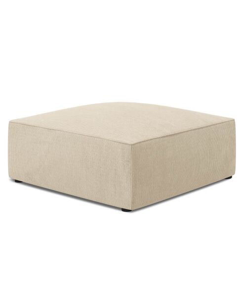 Pouf Velours Côtelé Sao beige clair - 93x93x40 cm