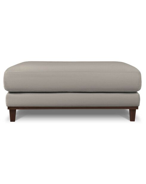 Pouf Velours Côtelé Leon gris clair - 108x108x42 cm