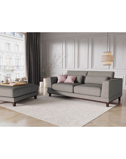Pouf Velours Côtelé Leon gris clair - 108x108x42 cm