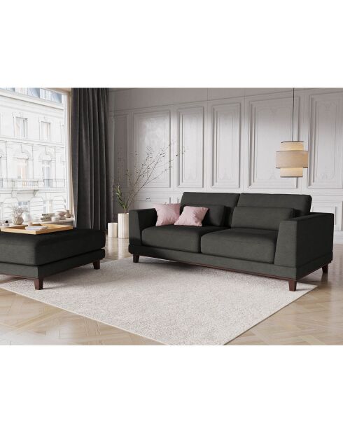 Pouf Velours Côtelé Leon gris foncé - 108x108x42 cm