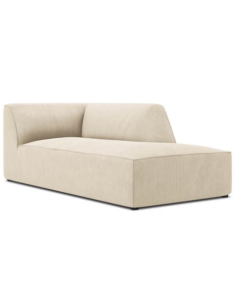Méridienne droit Velours Côtelé Sao beige clair - 181x93x69 cm