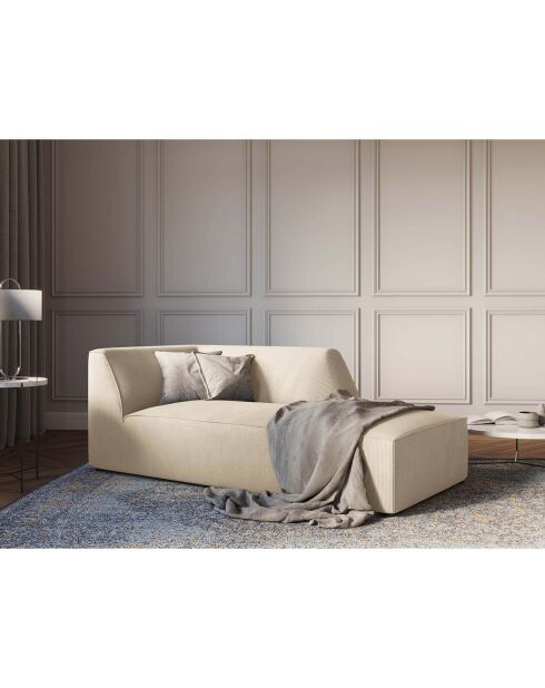 Méridienne droit Velours Côtelé Sao beige clair - 181x93x69 cm