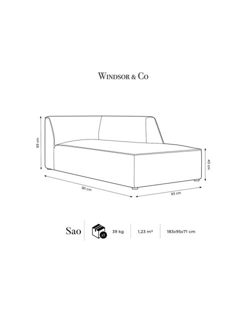 Sofá cama recto Velours Sao azul real - 181x93x69 cm