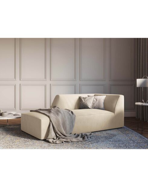 Méridienne gauche Velours Côtelé Sao beige clair - 181x93x69 cm