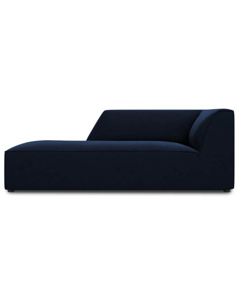 Méridienne gauche Velours Sao bleu roi - 181x93x69 cm