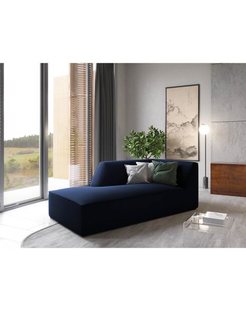 Méridienne gauche Velours Sao bleu roi - 181x93x69 cm