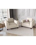 Fauteuil Velours Côtelé Leon beige clair - 99x108x86 cm