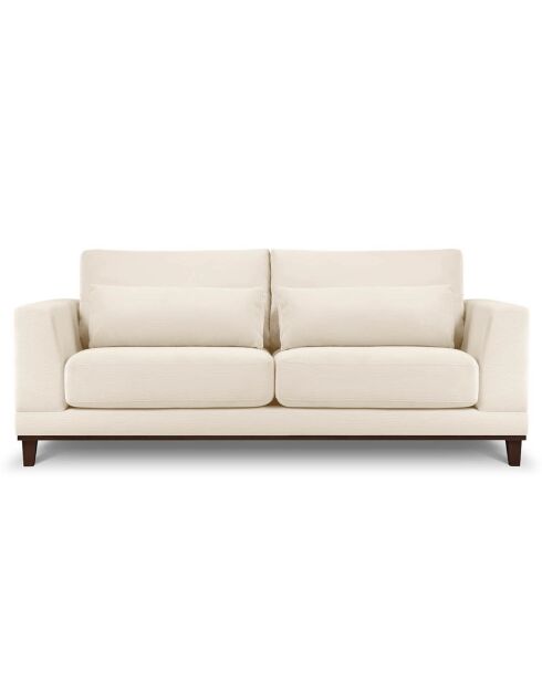Canapé Velours Côtelé Leon 2 places beige clair - 185x108x86 cm