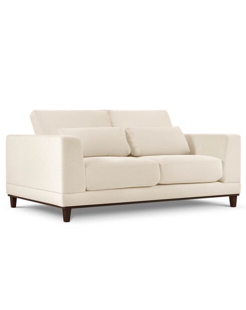 Canapé Velours Côtelé Leon 2 places beige clair - 185x108x86 cm